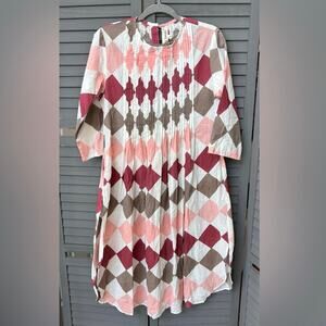 The Loom 100% Cotton. Hand Woven Eco-friendly Geometric Patterned Dress Size L.